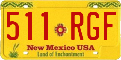 NM license plate 511RGF