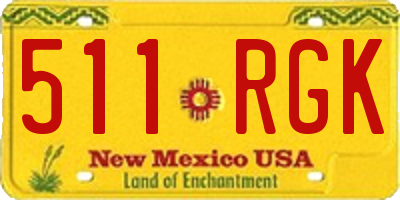 NM license plate 511RGK