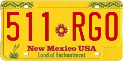 NM license plate 511RGO