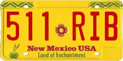 NM license plate 511RIB