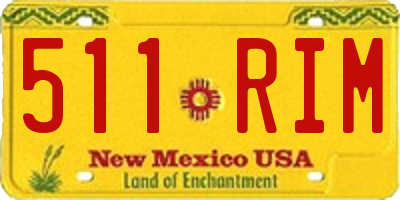 NM license plate 511RIM