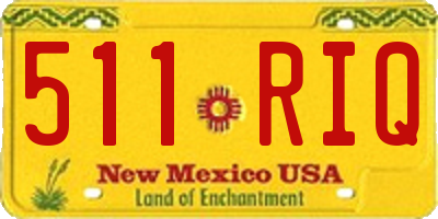 NM license plate 511RIQ
