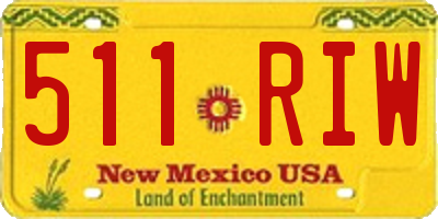 NM license plate 511RIW