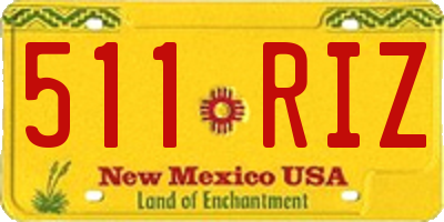 NM license plate 511RIZ