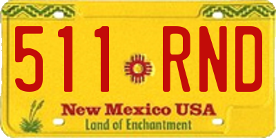 NM license plate 511RND