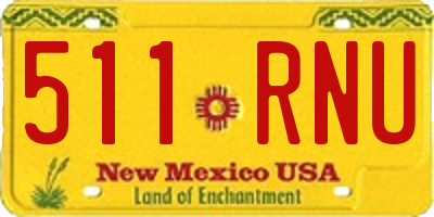 NM license plate 511RNU