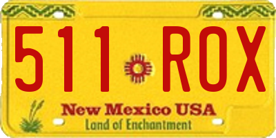 NM license plate 511ROX