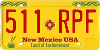 NM license plate 511RPF
