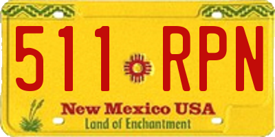 NM license plate 511RPN