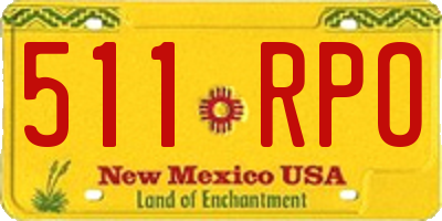 NM license plate 511RPO