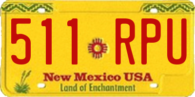 NM license plate 511RPU