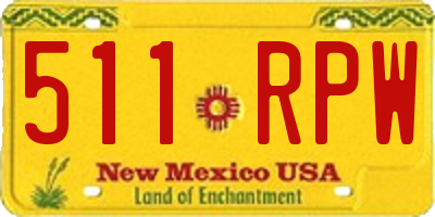 NM license plate 511RPW