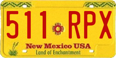 NM license plate 511RPX