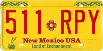NM license plate 511RPY