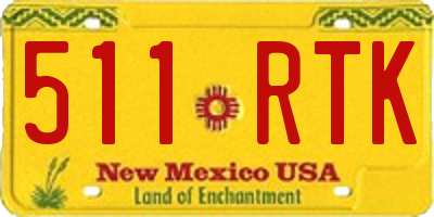 NM license plate 511RTK