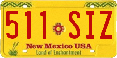 NM license plate 511SIZ
