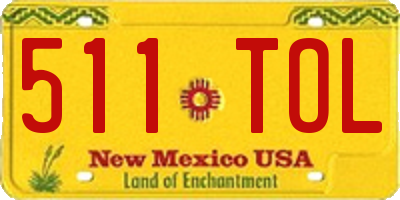 NM license plate 511TOL