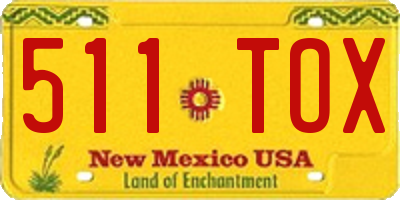 NM license plate 511TOX