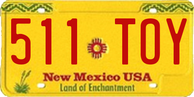 NM license plate 511TOY