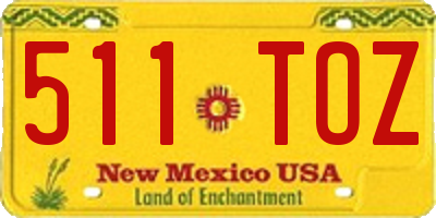 NM license plate 511TOZ