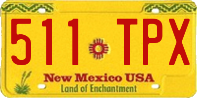 NM license plate 511TPX
