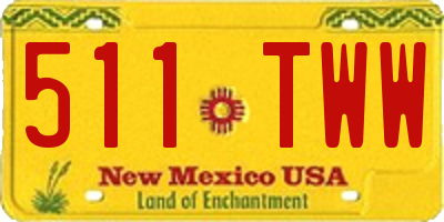 NM license plate 511TWW