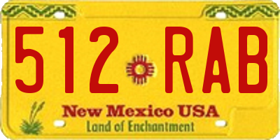 NM license plate 512RAB