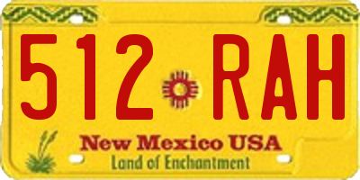 NM license plate 512RAH