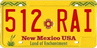 NM license plate 512RAI