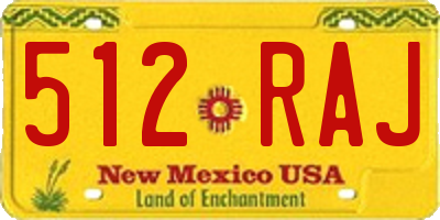 NM license plate 512RAJ