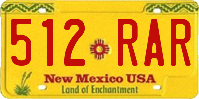 NM license plate 512RAR