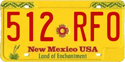 NM license plate 512RFO