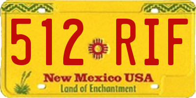 NM license plate 512RIF