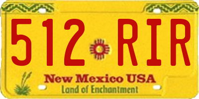 NM license plate 512RIR