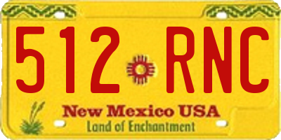 NM license plate 512RNC