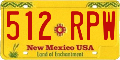 NM license plate 512RPW
