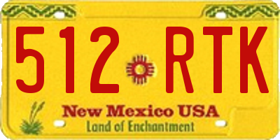 NM license plate 512RTK