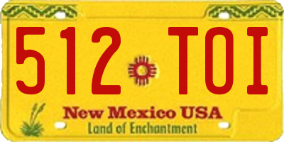 NM license plate 512TOI