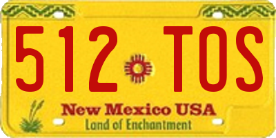 NM license plate 512TOS
