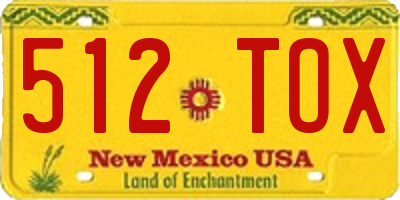NM license plate 512TOX