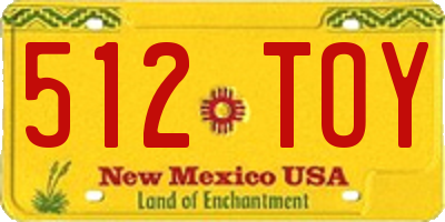 NM license plate 512TOY
