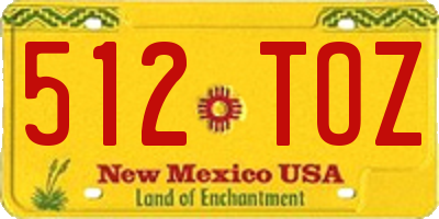 NM license plate 512TOZ