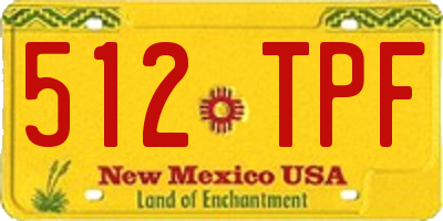 NM license plate 512TPF
