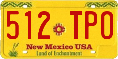 NM license plate 512TPO