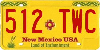 NM license plate 512TWC
