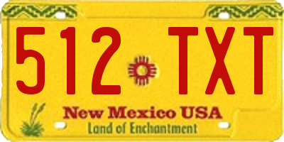 NM license plate 512TXT