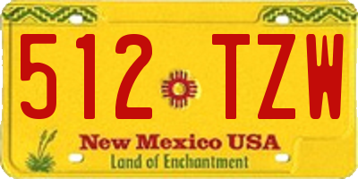 NM license plate 512TZW