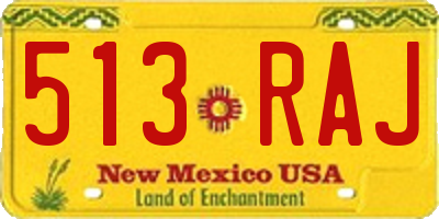 NM license plate 513RAJ