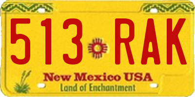 NM license plate 513RAK