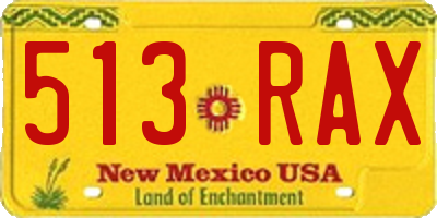 NM license plate 513RAX